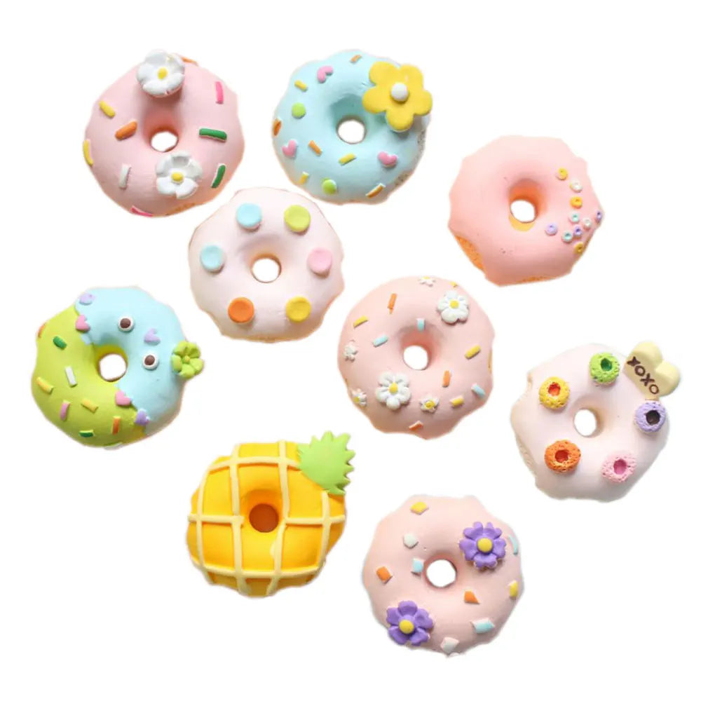 Cute Donut Slime Charms Beads Cookies Lovely Sweet Doughnut Flatback Resin Cabochons Buttons for Handicraft Scrapbooking DIY