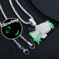 Fashion Personality Glowing Fist Dollar Money Bag Pendant Necklace D Color VVS Moissanite 925 Silver Creativity Hip Hop Jewelry MegaBDM