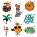 NODA Iron on Embroidery Hawaii Holiday  Style Kawaii Sun Coconut Tree Pineapple  Patch for Clothes Decoration