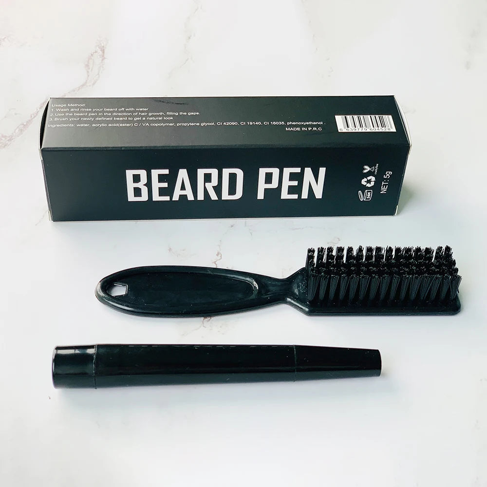 New Design Round Tube High Pigment Waterproof  Beard Filing Pen Kit With Brush Beard Colour Pen