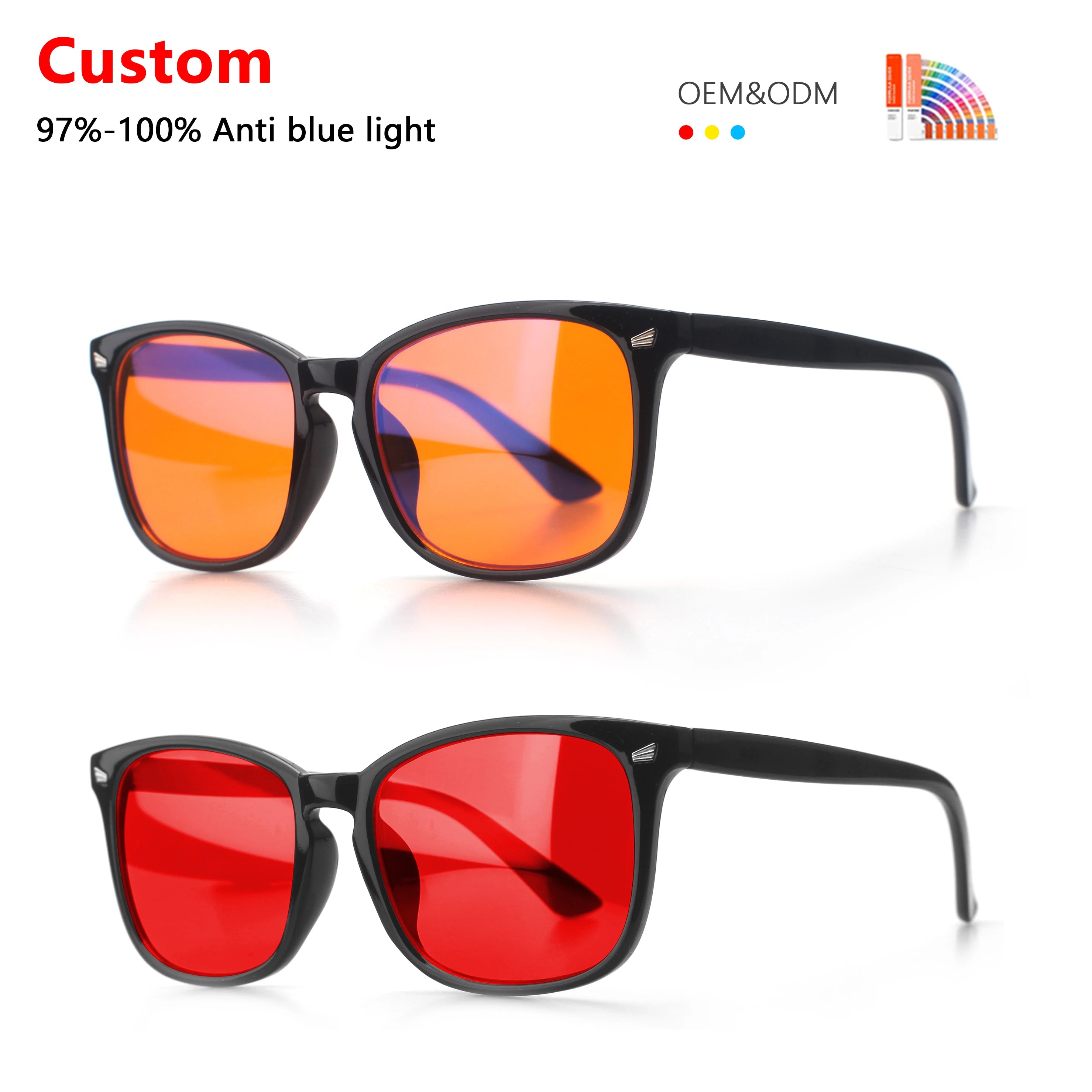 Sunray 8082 New Orange Red Lens Computer Eyewear Gaming Optical Frames Anti Blue Light Blocking Glasses Custom