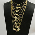 NM1273 Dainty 18k Gold Plated Love Mom Personalized Necklace Initial Custom Name Words Sliding Letter Charm Necklace