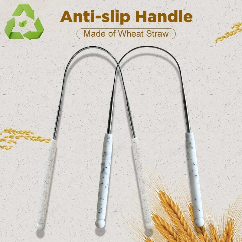 Biodegradable Anti-slip Handle 304 Stainless Steel Tongue Scraper Eco-friendly U Shaped Tongue Cleaner
