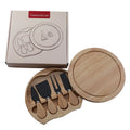 Custom Logo Cheese Board Gift Set Wooden Slate Cheese Board Set and Black Cheese Knives Set