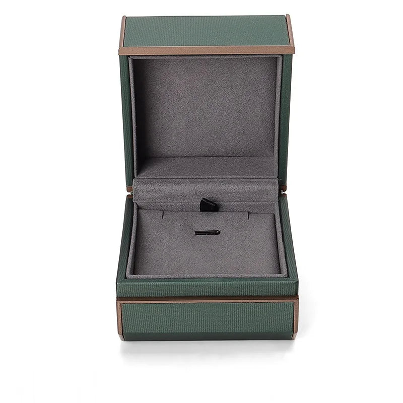 2024 Pu Leather Green Polygonal Jewelry Ring Pendant Box Wholesale Jewelry Shipping Box with Custom logo