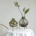Nordic Wind Mirror Modern Metal Frame Transparent Glass Vase Flowers Hydroponic High-end Living Room Glass Vase