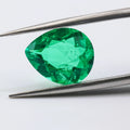 Redleaf Jewelry Third Party Certified Lab Created Emerald Gemstone Pear Shape Heat Treated Loose Cut Color Play/Fire
