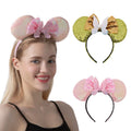 Cute Girls Headwear Cartoon Mickey Ear Photo Props Party Hair Hoop Filled Sequin Sparkly Mouse Ears Shape Headband