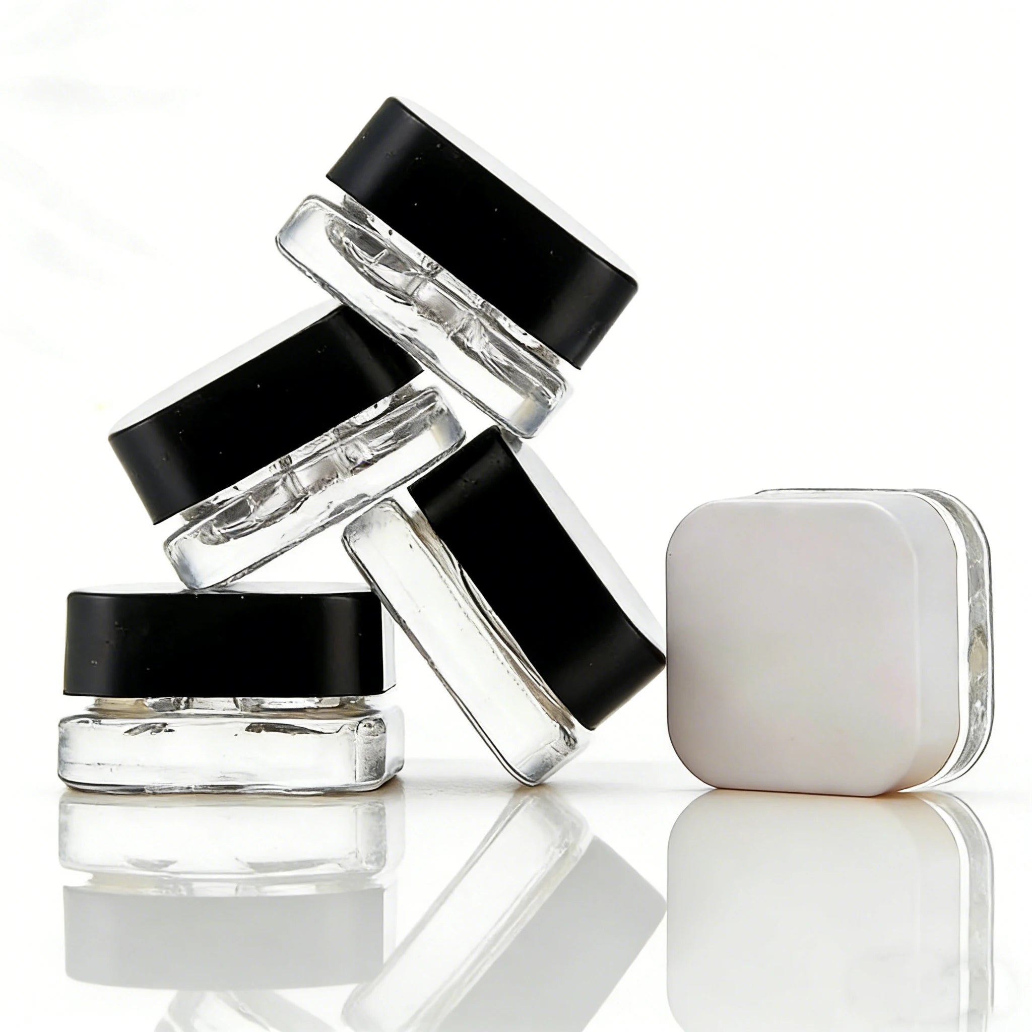 Cosmetic White Black Transparent 5ml 7ml 9ml Square Mini Glass Concentrate Jar with Lids for Eye Cream Packaging N888