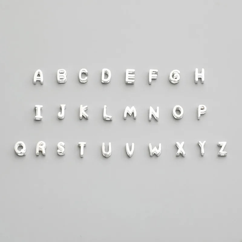6*4 mm 925 Sterling Silver Letter Initial A-Z Alphabet Charm Spacer Beads for DIY Bracelet Necklace Making