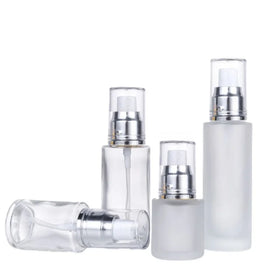 20ml 30ml 40ml 50ml 60ml 80ml 100ml Clear Frosted Glass Empty Cosmetic Packaging Vial Silver Mist Spray Lotion Pump Bottle