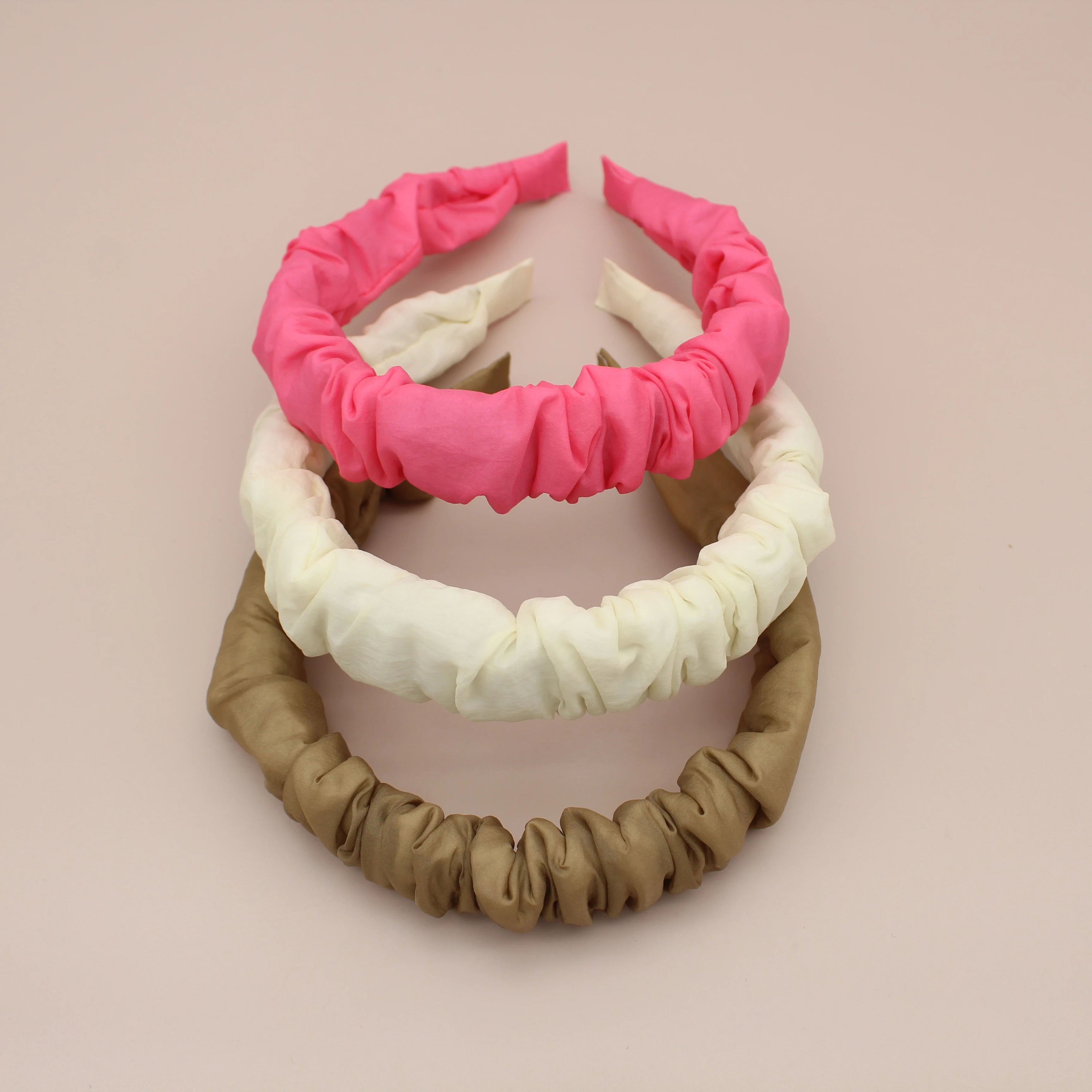 Genya Pleated Solid Color Fabric Hair Hoop for Women's Hair Match Outfits Vintage No-slip Hair Accessories