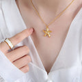 Tarnish Free 18K Gold Plated Stainless Steel Jewelry Starfish Chunky Pendant Necklace for Girls