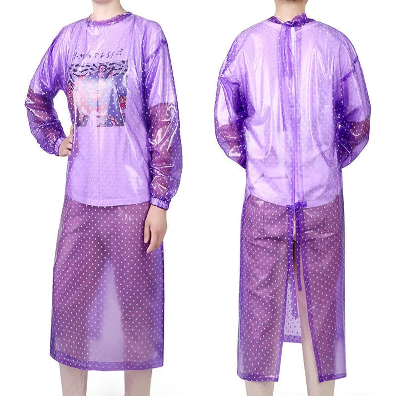 PVC Reverse Dressing Long Sleeve Coverall Fabric Waterproof Transparent for Aquatic Food Waist Type Apron and Raincoat