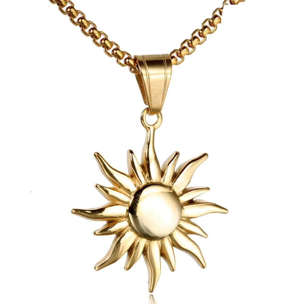 New Trend 18k Gold Plated Silver 925 Stainless Steel Sun Pendant Necklace