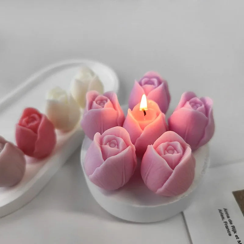 New Tulip Candle Mold DIY Flower Expanded Fragrance Stone Handmade Soap Cake Decoration Baking Silicone Mold