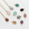 Charms Natural Gemstone Necklace Pendants Oval Healing Energy Stone Crystal Pendant DIY Necklaces Jewelry Making Accessories