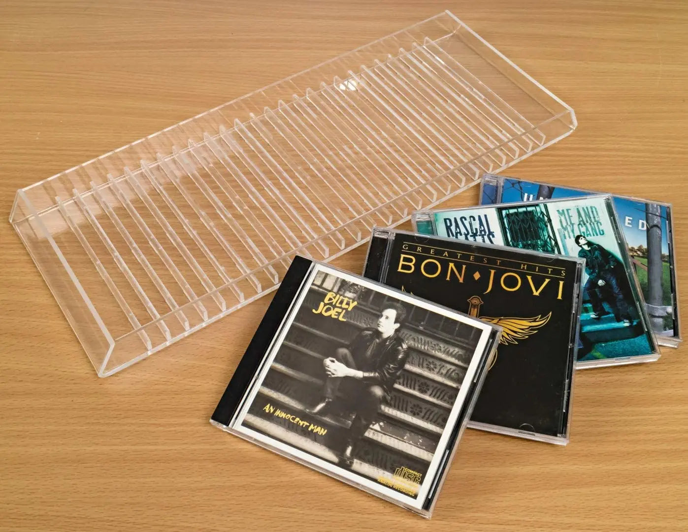 Modern Clear Acrylic CD Storage Rack Display Compact Disc Organizer Stand That Holds 25 Standard Jewel Cases