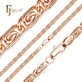 2mm~2.6mm FJ Fallon Fashion Jewelry Classic Snail Link Flatten Flank Chain Plated in Rose Gold Brass Based