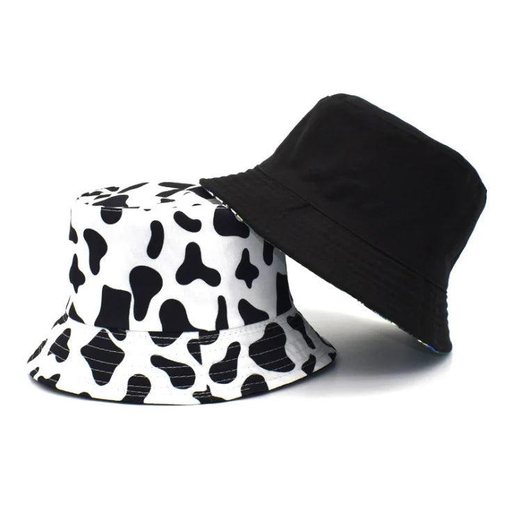 Cow Pattern  Pattern Fisherman Fashion Hats Female Summer Outdoor Sports Surf Beach Popular Summer Reversible Packable Caps Hats
