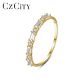 CZCITY Finger Geometric Unique Gold Plated New Trendy S925 Silver for Woman Gift Princess Cut Diamond Ring