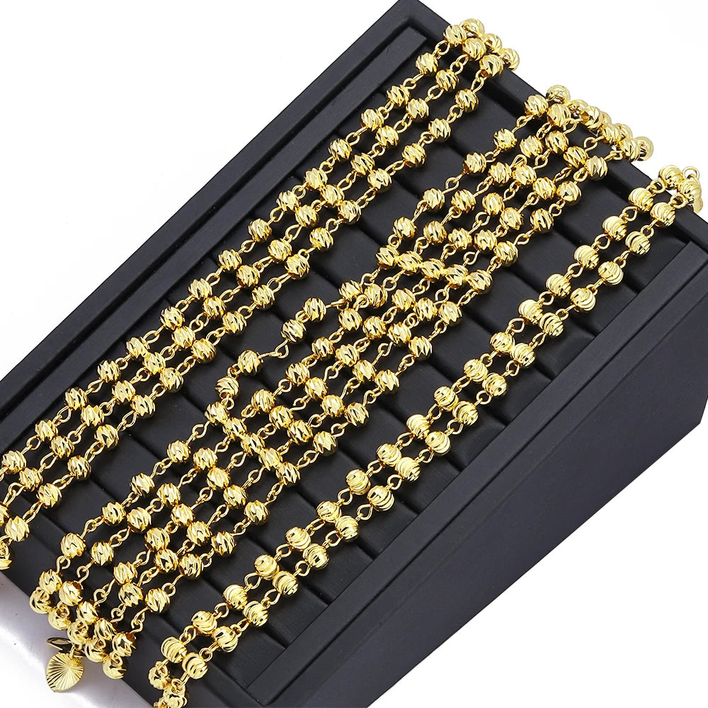 Jxx Multilevel Brass 24k Gold Plated Beaded Bracelet Fashion Jewelry Beaded Bracelets Wholesale With Charms