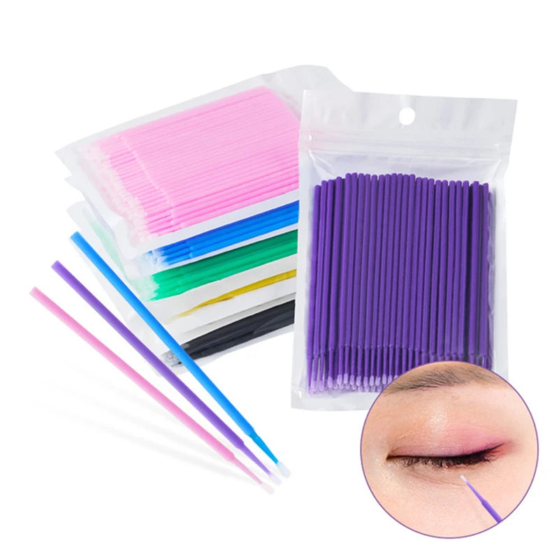 100PCS Disposable Multiple Color Dental Micro Applicator Brushes Portable Mini Eyelash Extension Tools Beauty Tool