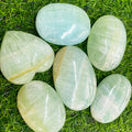 Natural Gemstone Healing Crystals Palm Stones Blue Quartz Caribbean Calcite Heart Palm