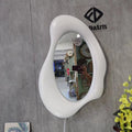 75X50cm Smooth Wood Framed Decorative Wall Mirrors Durable Solid Wooden Irregular Wall Mirror for Living Room