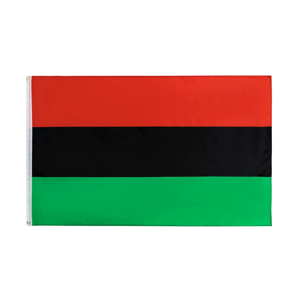 Wholesale Johnin Flag 100% Polyester Soft EN-71 AZO FREE Stock 3x5 Ft UNIA Pan African Afro American Flag