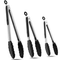 3 Pcs Silicone Kitchen Barbecue Tongs With Heat Resistant Food Tongs Top Seller Stainless Steel Baking Tongs