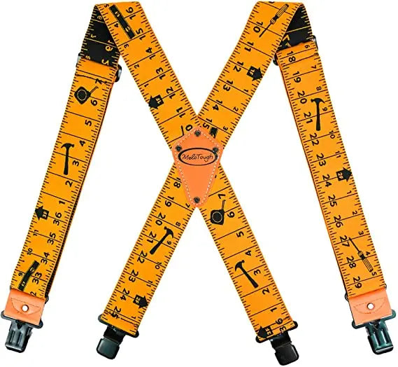 MELOTOUGH 2 Inch Men's Fully Elastic Suspenders X Back Heavy Duty Work Suspenders With 4 Clips