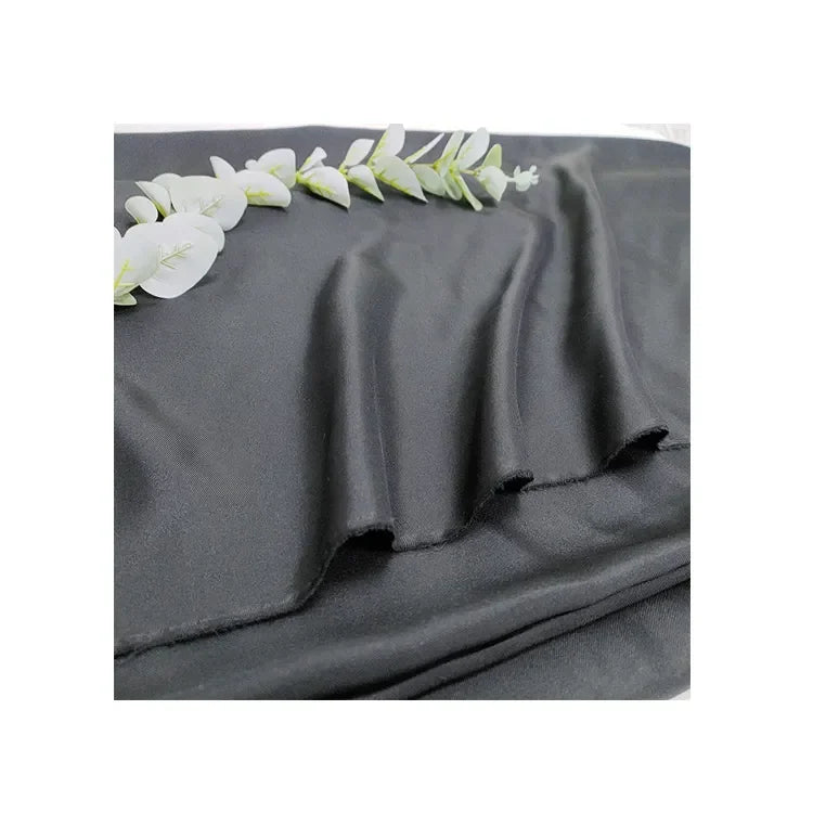 Solid Black Silk Twill Fabric Thickness 16mm Silk Fabric for Clothing