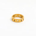 18K Gold Plated Link Chain Hollow Stainless Steel Rings for Women