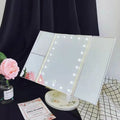 2023 Dual Power Supply Trifold Vanity Mirror Led Make up Mirror With Lighting and 2x 3x 10x Magnification