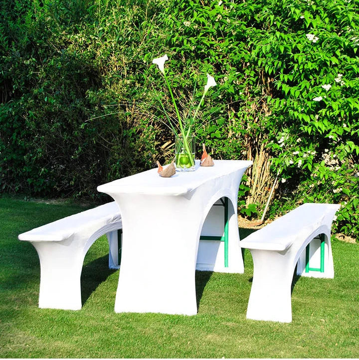 White Beer Bench Tablecloth Stretch Biertischusse Stretch Beer Bench Cover Stretch Beer Garden Chair Cover Sets