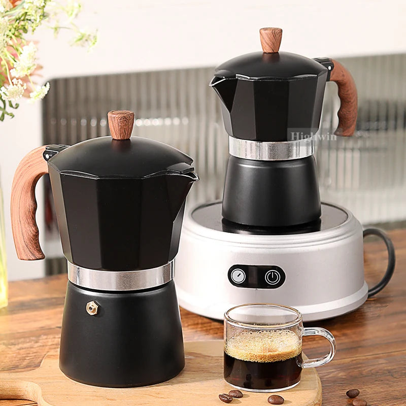 HIGHWIN Espresso Aluminum 3/6 Cups Moka Pot Espresso Mocha Pot Coffee Maker