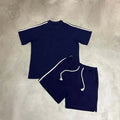 Men's Summer Sports Wear Two Piece Set Cropped Oversized 100% Cotton 320 Gsm T-shirt Shorts Solid Heavyweight Summer Sports MegaBDM