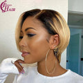 FH  Cheap Price 1b-27 Pixie Short Wig Brazilian Human Hair Transparent 13x4 Lace Frontal Wig