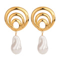 Spiral Earring Accessories Wholesales Big Pearl Gold Hoop Waterproof Brand Trendy Stainless Steel Earrings for Women