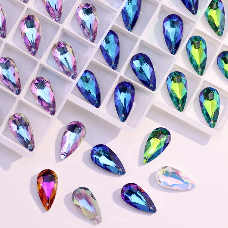 Rhinestone Teardrop Fancy Stones Single Hole Point Back Rhinestones for Jewelry Accessories Lan Guang Wholesale Sew on Glass