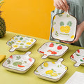 New Item Hand Painted Fruit Pattern Dish&plate Ceramic Plate with Handle Pan for Microwave Safe