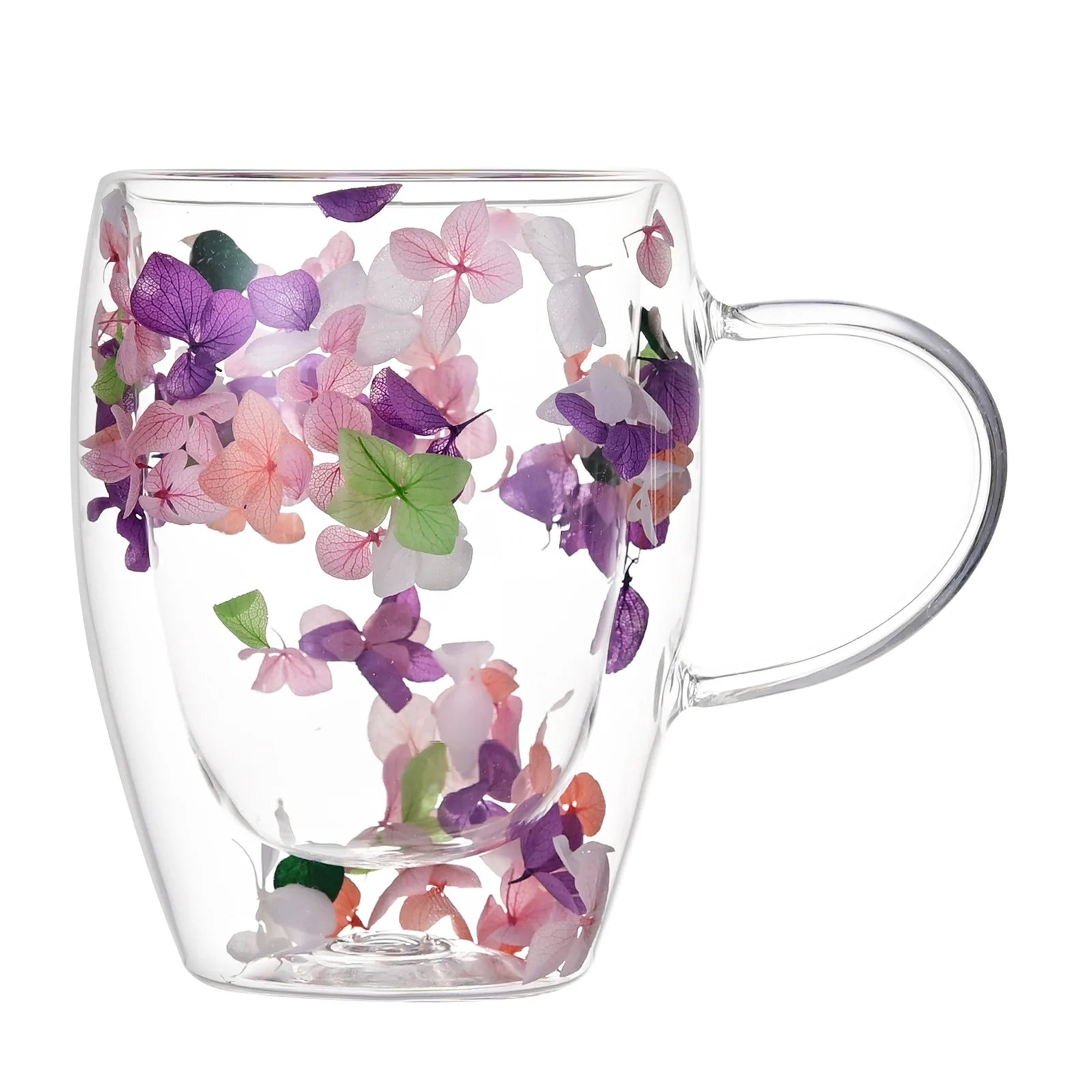 Modern Dried Flowers Double Wall Glass Tumbler Mug Insulated Heat Resistant Glass Mug for Mother's Day Gift