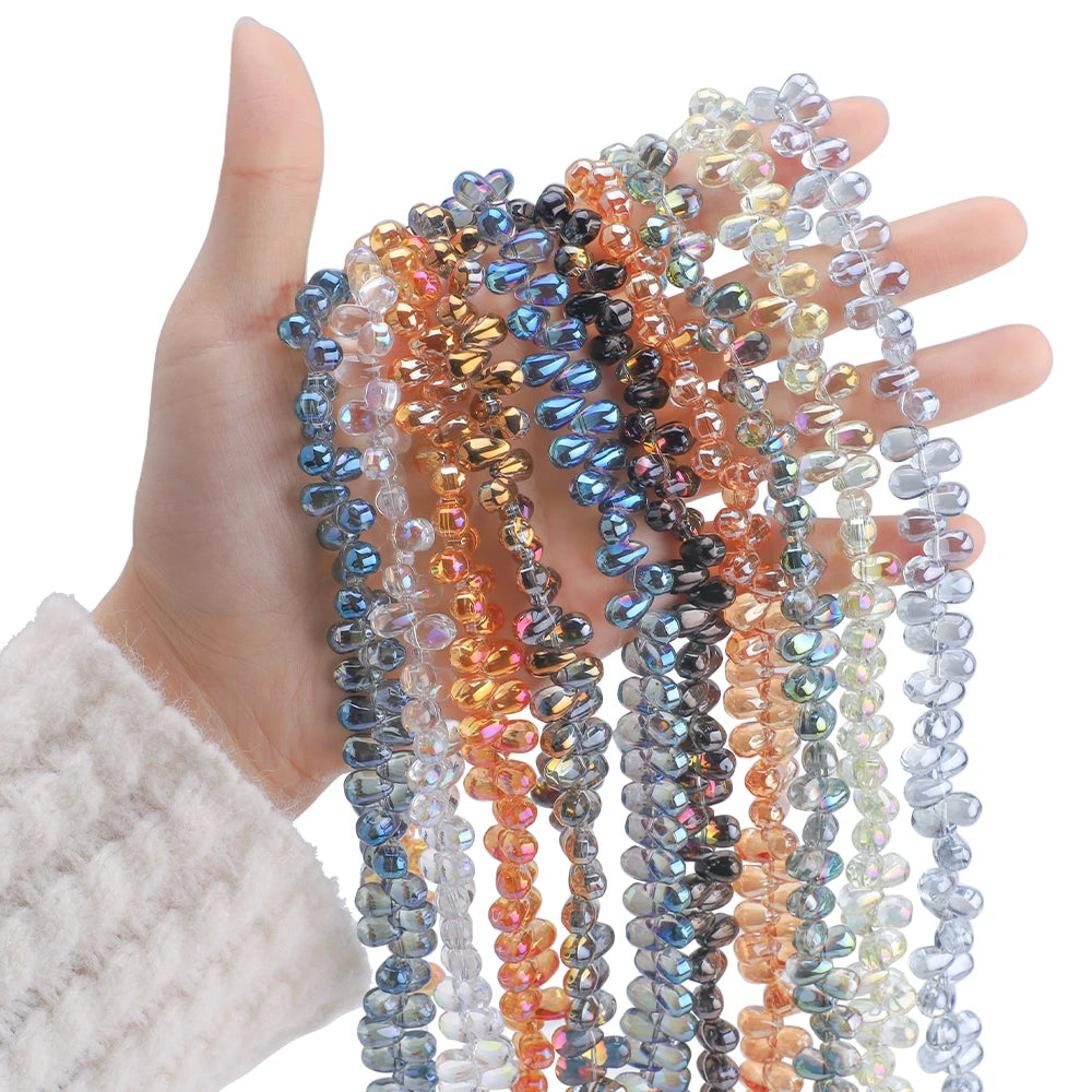 Wholesale 6X9MM Crystal Teardrop Beads Smooth Drop Earring Pendant Glass Beads for Jewelry Making DIY Crafts Handmade Charms