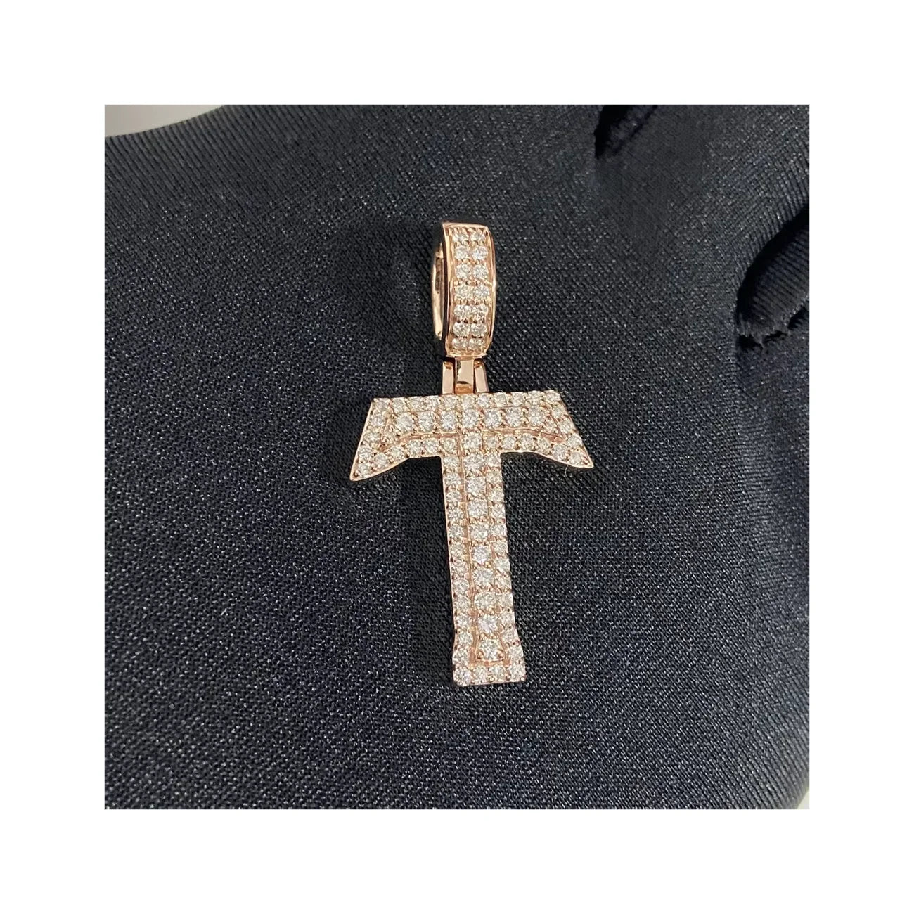 HQ Gems 9k Gold Jewelry Setting with Natural Diamonds Crucifix Cross 9k Pendant Necklace