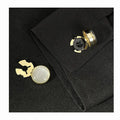Fashion Men Gift Jewelry Ornament Garment Handmade White Black Round Crystal Gemstone Botton Box Cover Shirt Brass Cufflinks