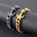 Classic Retro Gothic Engrave Fine Men's Jewelry Bracelets Stainless Steel Anchor Charm Cuban Links Bracelet Bangle