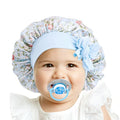 Wholesale Custom Satin Long Tie Adjustable Flower Print Baby Hats Hair Care Bonnets