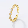 Fine Jewelry S925 Sterling Silver Geometric Circle Shaped Zircon Gold Plated Couple Engagement Wedding Eternity Band Rings