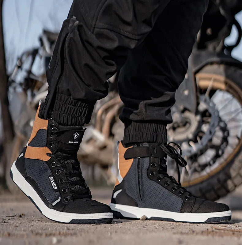 SULAITE Breathable Season Motocross Adventure Sport Riding Shoes Man Enduro Racing Motorcycle Boots
